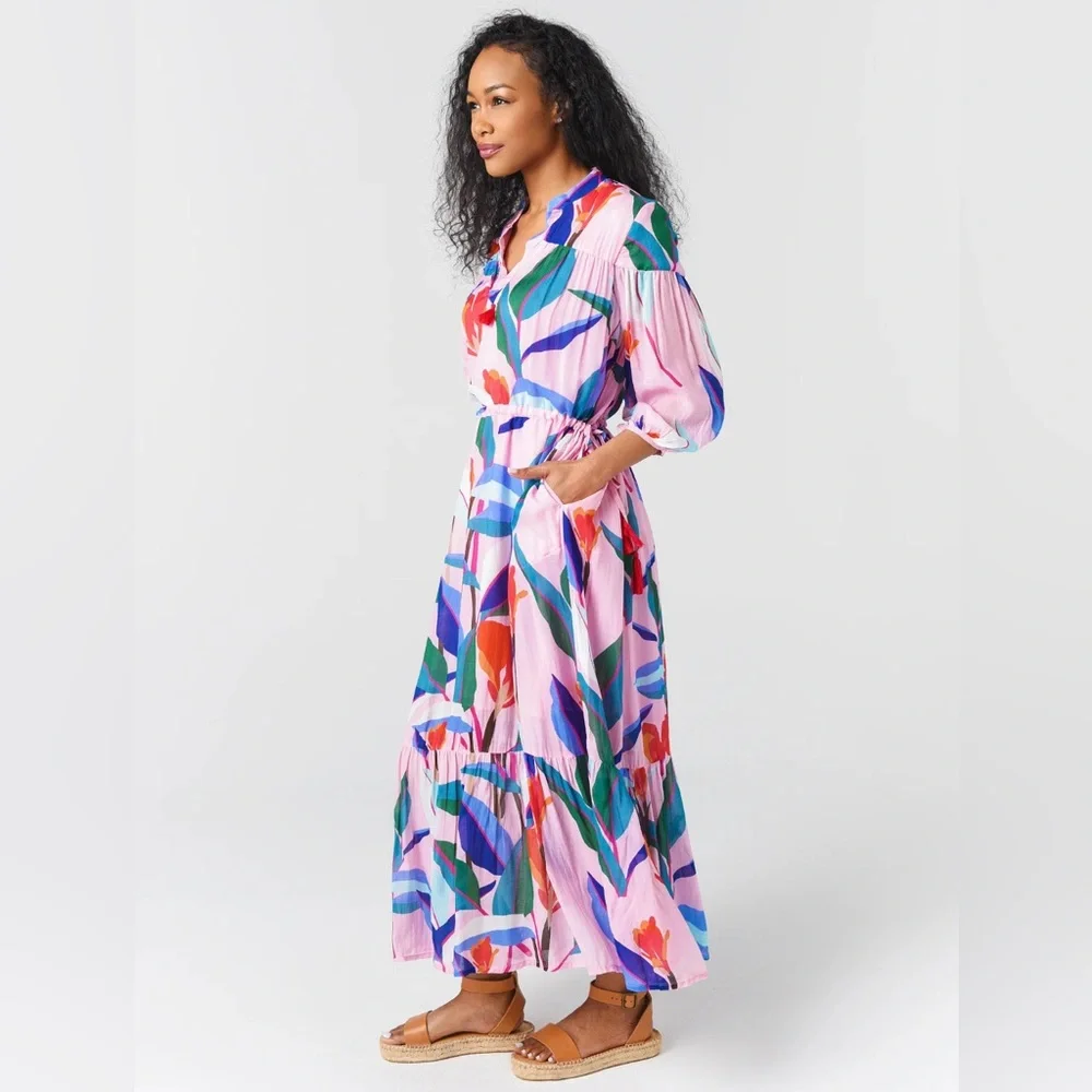 Oliphant Cinched Waist Tassel Dress - Botanica Pink - Picture 1 of 6